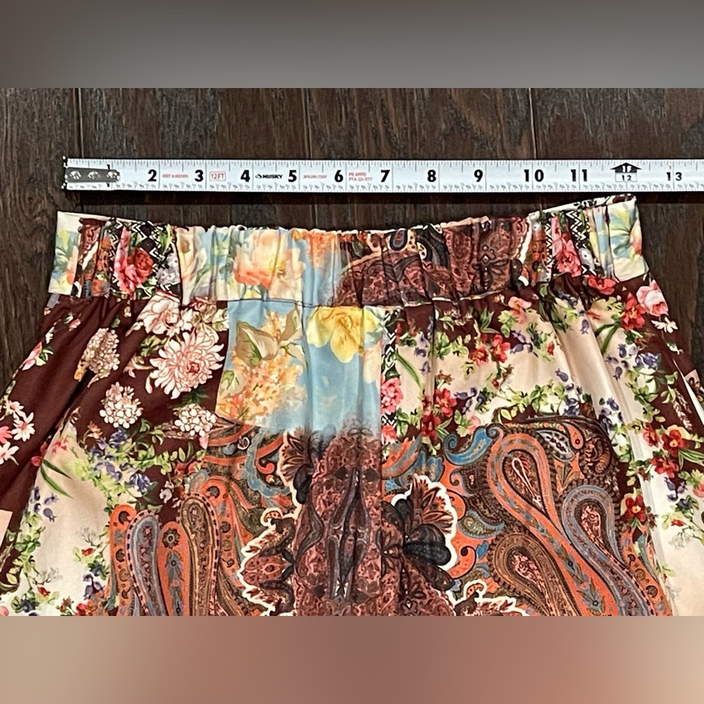 BOSTON PROPER Patchwork Print High Waist Palazzo Pant Wide Leg Women Size XXS - Picture 7 of 12